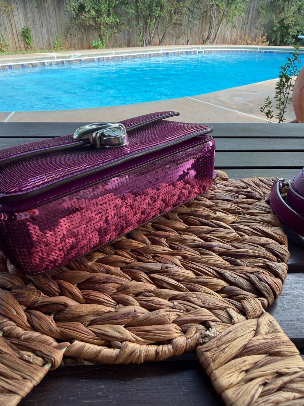 Coach Stuido Bag 20 with Sequins Dark Magenta NWOT - Picture 7 of 12